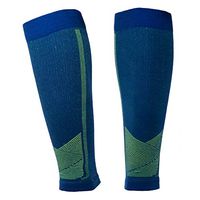 Calf Compression Sleeves (Blue/Neon yellow 1 Pair, Large)