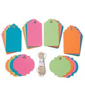 GX-8000-28 Core'dinations(r) Tags with String - Brights - Assorted Sizes - 24 Pieces with String
