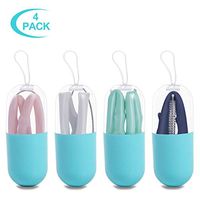 VISMOORE Collapsible Silicone Straws, Reusable Drinking Straws with Case and Cleaning Brush, Compatible with 20 Oz Tumbler Yeti, Portable Straws for Travel, Outdoor, Office, 4 Pack