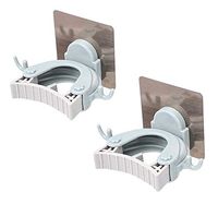 WAVALP Broom Holder Wall Mount with Command Hooks, Heavy Duty Mops Holder Organizer with Command Strips, Anti-slip Home Storage and Organization Tool (Blue 2 pcs)