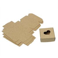 30 Pack Small Kraft Brown Gift Box (3x3x1 Inch with Hearts)