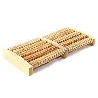 Wooden Reflexology Foot Massage Roller, Dual Wood Foot Massager Pain Relief for Plantar Fasciitis (5 Row Roller)