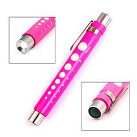 DDP Pen Light, Nurse Led Medic Penlight with Pupil Gauge for Nursing Students Doctors Pink with Batteries