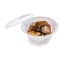 Asporto Microwavable To-Go Container - BPA Free PP Round Take Out Food Container with Clear Plastic Lid - Catering & Takeout - 32 oz - White - Plastic - Disposable - 100ct Box - Restaurantware