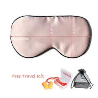 Simoce Double Sides 19 Momme Mulberry Silk Blindfold/Sleep Mask with Adjustable Strap, Travel Kit (Earplug & Drawstring Bag) Ultralight, Soft & Smooth for Eyes. 8.3 x 4.3 x 0.4 inches. Pink.
