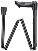 Unisex Molded Palm Grip Folding Adjustable Aluminum Folding Walking Cane - 33" to 37" (Left Hand Grip, Black)