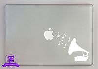Overly Attached Decals Phonograph with Music Notes Vinyl Decal Sized to Fit A 11" Laptop - White