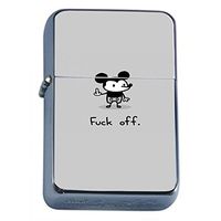 Screw Off Mouse Flip Top Oil Lighter Em1 Smoking Cigarette Silver Case Included