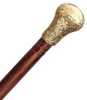 SouvNear 38" Walking Stick in Steel - Solid Metal Canes with Detachable Brass Knob Handle - Handmade in Golden Finish - Unique Gentleman Decorative Walking Sticks and Canes for Men/Women/Seniors