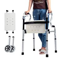 Easy-to-Clean Plastic Walker, Multi-Function Walker, Rehabilitation Walker, One-Button Folding, Suitable for Outdoor Sports Walkers (with Wheels)