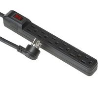 Parts Express 6 Outlet Slim Strip 3 ft. Cord and Circuit Breaker/Switch UL - Black