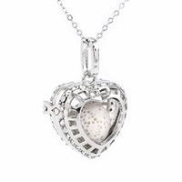 Sier Open Heart Aromatherapy Perfume Essential Oil Diffuser Necklace Locket With Lava Stone (White)