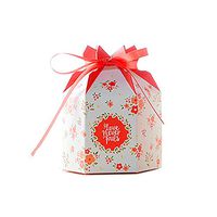 Colias Wing 50 pcs Attractive Flowers Pattern Stylish Regular Hexahedron Shape Design Wedding Birthday Party Favor Candy Boxes with Ribbon-Small-Red