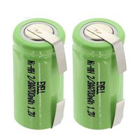 (2-PACK) Exell 1.2-Volt Nickel-Metal Hydride Rechargeable Tabbed Battery, 2/3 AA, 700 mAh, Battery Replacement for Electric Razor, Toothbrush, and More