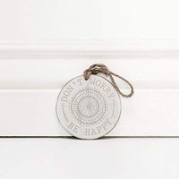 3" X 3" X 0.25" Wood Tag (Don't Worry, Be Happy) White/Gray – 15096