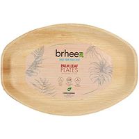 brheez Palm Leaf Disposable Bamboo Like Oval 15 x 10 Inch -Natural Color - Elegant Sturdy SERVING PLATTER Biodegradable and Compostable Natural Alternative To Plastic And Paper - Pack of 6