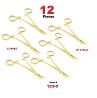 12 Pcs 5" Hemostat Mosquito Forceps Full Gold Surgical Instrument (Curved)