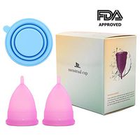 HOUDELL Menstrual Cups, with Collapsible Silicone Sterilizing Cup for Storing - Economical Feminine Alternative Protection for Cloth Sanitary Napkins - Purple - Small and Large