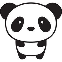Cutie Panda - Vinyl 3" tall (Color: BLACK) decal laptop tablet skateboard car windows stickers - by So Cool Stuff