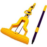 Stainless steel Telescopic rod Fold Sponge Dust mops floor cleaning Tools (With A Head)
