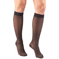 Truform Sheer Compression Stockings, 15-20 mmHg, Women's Knee High Length, Diamond Pattern, Charcoal, Small