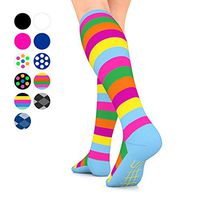 Go2 Compression Socks for Men Women Nurses Runners| Medium Compression Stockings (Stripes,Medium Single)