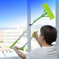 Telescopic U Shaped Window Cleaner Kit,Unine Foldable Handle Glass Squeegee Cleaning Tool,Lightweight Extension Pole Cleaner Sponge for Windows/Shower/Car/Mirror