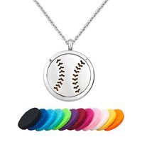 Third Time Charm Baseball Necklace For Essential Oil Diffuser Aromatherapy Jewelry, 12 Refill Pads