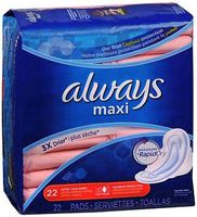 Always Maxi Pads with Flexi-Wings Extra Long Super - 26 ct, Pack of 4