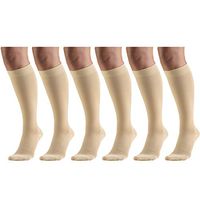 15-20 mmHg Compression Stockings for Men and Women, Knee High Length, Closed Toe Beige Medium (6 Pairs)
