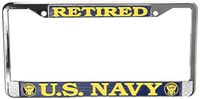 US Navy Retired License Plate Frame (Chrome Metal) by Honor Country