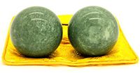 2'' Blackish Green Marble Chinese Baoding Health Stress Exercise Balls Craft Collection (Bag-Packed)