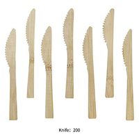 200pcs Disposable Bamboo Knife Set - 6.6" Eco-friendly Disposable Tableware - Alternative to Plastic Knives - biodegradable utensils for BBQ, garden party, birthdays, camping