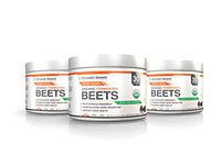 Ground-Based Nutrition Certified Organic Fermented Beet Powder, Nitric Oxide Superfood: Improve Cardiovascular Endurance, Increases Energy, Boosts Stamina, Blood Flow, No Added Sugar (3 Pack)