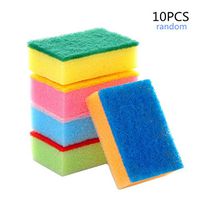 10 Pcs Cleaning Scrub Sponge Colorful Double-face Sponge Scouring Pad Dish Washing Sponge Stains Removing Cleaning Scrubber Brush Color Random by SamGreatWorld