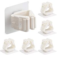Broom Holder Wall Mounted, NEEMAY Mop Holders Broom Grippers Mop Racks Broom Holders Self Adhesive Hanger Anti-Slip No Drilling Holder Storage & Organization for Kitchen, Bathroom, Garden (6 PCS)