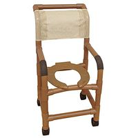 MJM International WT115-3TW Wood Tone Pediatric Shower Chair, 250 oz Capacity, 38.5" Height x 19" Width x 23" Depth, Royal Blue/Forest Green/Mauve/Tan