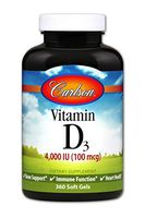 Carlson - Vitamin D3, 4000 IU (100 mcg), Bone & Immune Health, Cholecalciferol Supplement, Gluten Free Vitamin D Capsules, 360 Softgels