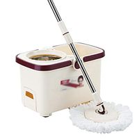 XJAXY Spin Mop Bucket Floor Cleaning, Stainless Steel Adjustable Handle with 2 Microfiber Mop Heads with Detergent Dispenser for Floor Cleaning
