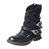 Women's Buckle Ankle Boots,Ladies Casual Fashion Zipper Punk Round Toe Solid Flat Retro Belt Short Booties Boot Shoes