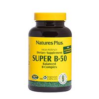 NaturesPlus Super B50 -180 Vegetarian Capsules - High Potency B Complex Vitamin Supplement - Brain & Energy Booster - Gluten-Free - 180 Servings