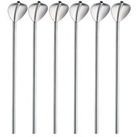 Weite 6 Piece Spoon Straws, 2 in 1 Reusable Stainless Steel Metal Drinking Straw Stirrer Cocktail Spoon Set (Silver)