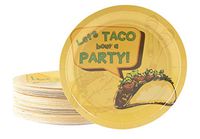 Disposable Plates - 80-Count Paper Plates, Fiesta Party Supplies for Appetizer, Lunch, Dinner, and Dessert, Taco Design, 9 x 9 Inches