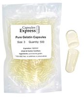 Capsules Express- Size 3 Clear Empty Gelatin Capsules 500 Count - Kosher and Halal Certified - Gluten-Free Pure Bovine Gelatin Pill Capsule - DIY Powder Filling