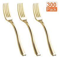 CBTONE Premium Gold Plastic Forks 4 Inch 300 Pack Heavy Duty Disposable Mini Forks Perfect for Wedding, Birthday Party, Dinner Party, Receptions or Catering Events
