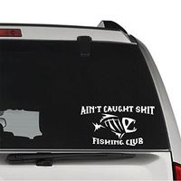 Ain't Caught Shit Fishing Club Fish Bones PERMANENT Vinyl Decal Sticker For Laptop Tablet Helmet Windows Wall Decor Car Truck Motorcycle - Size (07 Inch / 18 Cm Wide) - Color (Gloss White)