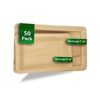 Dtocs Palm Leaf Plates Rectangular Combo (50) |7x11 Inch (25) And 5x8 Inch (25) Disposable Dinnerware | Bamboo Style Eco-friendly, Biodegradable, Compostable set for Wedding, Camping & Birthday Party