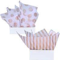 UNIQOOO 40 Sheets Premium Metallic Rose Gold Tissue Gift Wrap Paper Bulk - Stripe & Polka Dot Recyclable Gift Wrapping Accessory - Perfect for Gift Bags, Bride Shower, Party, DIY Crafts - 20" X 26"