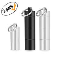 Keychain Pill Holder Waterproof Aluminum Pill Bottle Keychain Portable Pill Case for Outdoor Travel Camping 3 PCS
