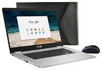 2019 ASUS 14" FHD Chromebook W/64GB MicroSD Card | Intel Celeron Dual-Core Processor | 4GB LPDDR4 Memory | 32GB eMMC | USB-C | 802.11a/b/g/n/ac | Webcam | Bonus Mouse & Sleeve | Chrome OS